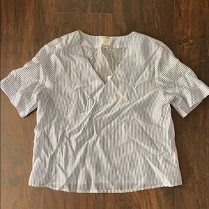 Striped blue v neck line shirt